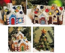 Herrschners CHRISTMAS VILLAGE SET of 4 Houses to Paint - NEW picture