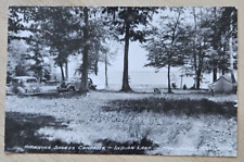 1937 Manistique MI Postcard RPPC Hiawatha Shores Campsite Indian Lake posted picture