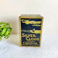 1920s Vintage Arcadian Tobacco Silver Cloud Virginia Cigarette Tin Box CG249 picture