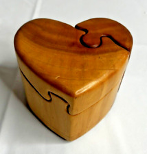 Vintage Craig Boland Wood Puzzle Jewelry Trinket Box Signed Felt Lined picture