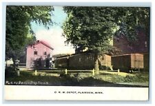 1910 C. N. W. Depot Train Station Plainview Minnesota MN Antique Postcard picture