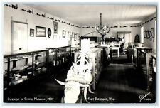 Fort Bridger Wyoming WY RPPC Photo Postcard Interior of State Museum 1939 picture