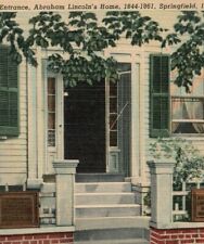 Postcard IL Abraham Lincoln's Home Entrance 1844-1861 Springfield Illinois Linen picture