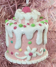 Pink Frosted Bakery Sweet Shop Cake Candy Gingerbread Ornament Shabby Cottage picture