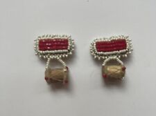 Southwestern Native American Seed Bead Handmade Pins, Pair picture