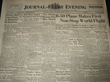 1949 MARCH 2 WILMINGTON JOURNAL B-50 PLANE MAKES FIRST NON-STOP FLIGHT- NT 7326 picture