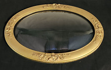 Antique Victorian Picture Frame Convex Glass Gold Ribbon Ornate Wood Plaster Lg picture