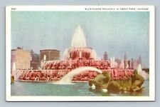 Chicago Illinois Buckingham Fountain In Grant Park Vintage Postcard picture