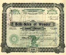 Belle=helen of Wonder Mining Co. - Stock Certificate - Mining Stocks picture