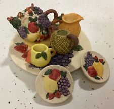 Miniature Fruit Design Teapot 8 Pc. Set Artison Japan picture