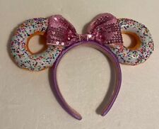 Disney Parks Minnie Mouse Donut Sprinkles Pink Sequin Bow Ears Headband picture