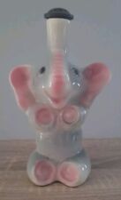 VINTAGE LEEDS CERAMIC ELEPHANT WATERING CAN GRAY & PINK ORIGINAL STOPPER RARE picture