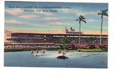 Linen Postcard: Gulfstream Park, Hallandale, FL - Water skiing on Infield Lake picture