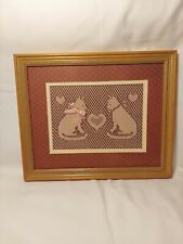 Vintage Framed Cat Doily Picture By Figi Graphics Wall Art 9 X 11 picture