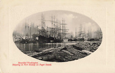 Puget Sound WA Washington Tall Ships Port Blakely Antique c1905 Postcard 494 picture