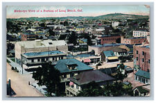 1916 Long Beach CA Birds Eye View Streets Buildings California Hand Colored picture
