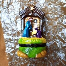 Vintage Trinity Broadcasting Network Nativity Scene Porcelain Trinket Box of Gol picture