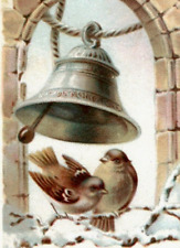 1880s Victorian Religious Trade Card Bible Quote Adorable Birds Bell F109 picture