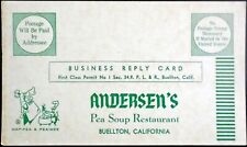 Vintage Andersen’s Pea Soup Restaurant Business Reply Card, Buellton, CA picture