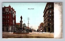 Salt Lake City UT-Utah, Main Street, Advertising, Antique, Vintage Postcard picture