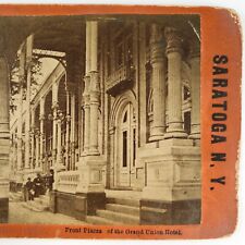 Grand Union Hotel Saratoga Stereoview c1870 New York Front Piazza Photo A2160 picture