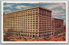 Marshall Field Retail Store Chicago IL Posted 1938 Old Car Street Postcard picture