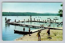 Lakeville CT-Connecticut, YMCA Camp Sloane, Swimming Vintage Souvenir Postcard picture