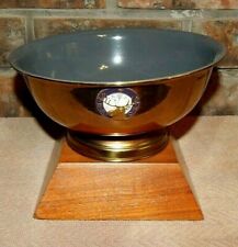 Elk Lodge Ceremonial Bowl, Authentic, Solid Brass Bowl, Walnut Base. Near Mint picture