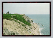 Postcard 4x6 Block Island RI Lighthouses Scenic Rock Cliff Ocean Water View picture