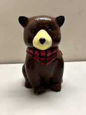 Vintage World Market Cookie Biscuit Jar Bear With Scarf Ceramic 10x6 picture