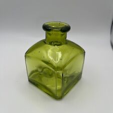 VINTAGE STYLE LIGHT OLIVE GREEN INK BOTTLE 2 3/4 in HIGH, CLEAN picture