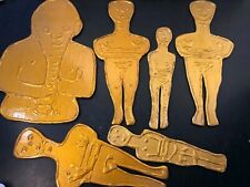 Vintage Gold Cycladic Idol Oscar Alien Figures Wood Folk Art picture