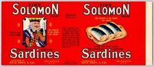 King Solomon Sardines Paper Can Label Playing Card King Art c1936-40's VGC picture