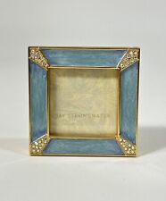 Jay Strongwater Square Pave Corner Blue Enamel Picture Frame ~ 1-3/4