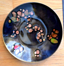 Vintage Enamel on Copper Petri Dish Art 9.5