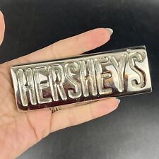 Vtg Heavy Chrome Metal Hershey's Chocolate Bar Mold Almonds Rare Paper Weight picture