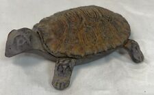 Cast Iron Turtle Trinket Box Paperweight Removable Lid Hide A Key Vintage picture