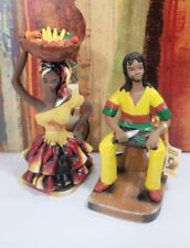 VTG Jamaica Frazer’s Ceramic Earthware Lady Fruit  & Man Figurine W/tags picture