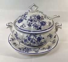 Vintage 4 Pc 50’s Blue Onion Soup Tureen Ladle & Underplate Gift Ideas Creation picture