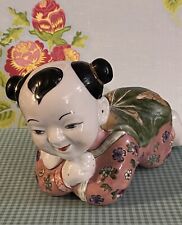 Vintage Chinese Famille Rose Porcelain Pillow Baby Lucky Girl picture