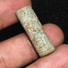 Authentic Ancient Middle Eastern Early Period Faience Ceramic Cylinder Seal picture