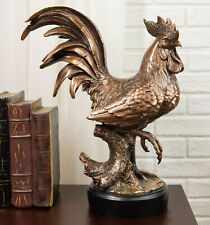 Ebros Decorative Large Rustic Country Farm Rooster Bronze Electroplated Statue picture