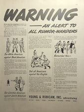 Young & Rubicam Advertising Hitler Propaganda Stop Rumors Vintage Print Ad 1942 picture
