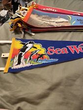 Vintage Sea World 1985 Aurora Oh Pennant Banner Flag Orcas picture