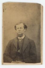 Antique Trimmed ID'd CDV Circa 1870s Older Man Sitting in Suit With Chin Beard picture