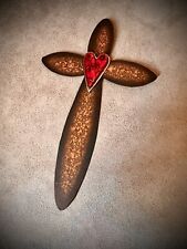 Beautiful Rustic Metal Cross with Red Stone picture