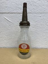 Premium Golden Shell Motor Oil Bottle Spout Cap Glass Vintage Style Gas Station picture