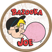 Bazooka Joe Round Tin Metal Aluminum Sign Retro Man Cave Garage Decor 11.75