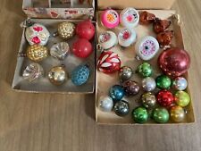 Vtg Antique Mercury Glass Christmas Ornaments Small Indents Balls Bells Lot 34 picture