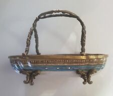 Vintage Hua Rong Tang Chinese Porcelain Basket With Bronze Double Handles picture